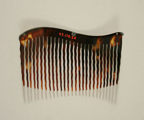 Side comb, plastic (cellulose nitrate), rhinestones, American or European