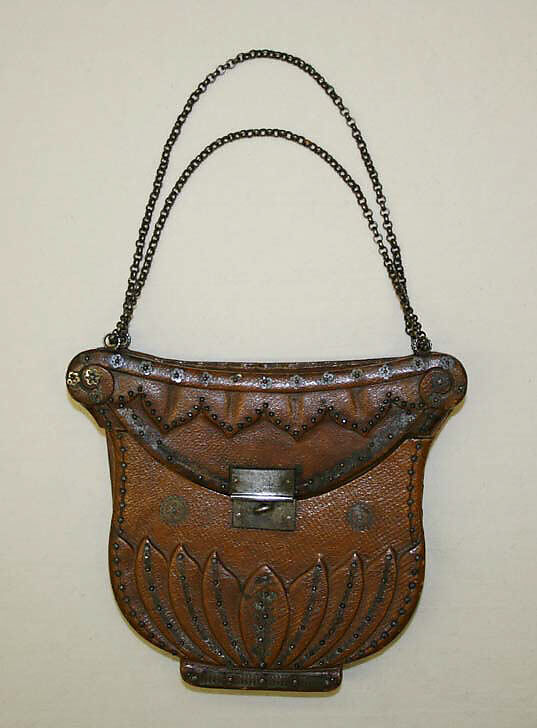 Purse, leather, metal, French 