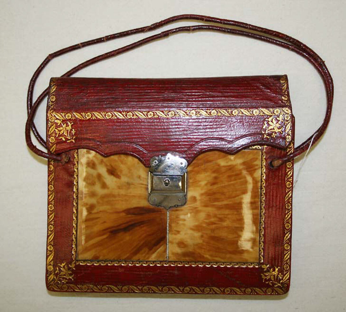 Reticule, leather, tortoiseshell, metal, European 