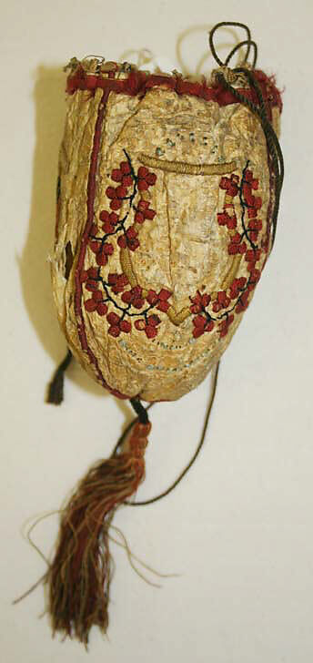 Purse, leather, silk, French