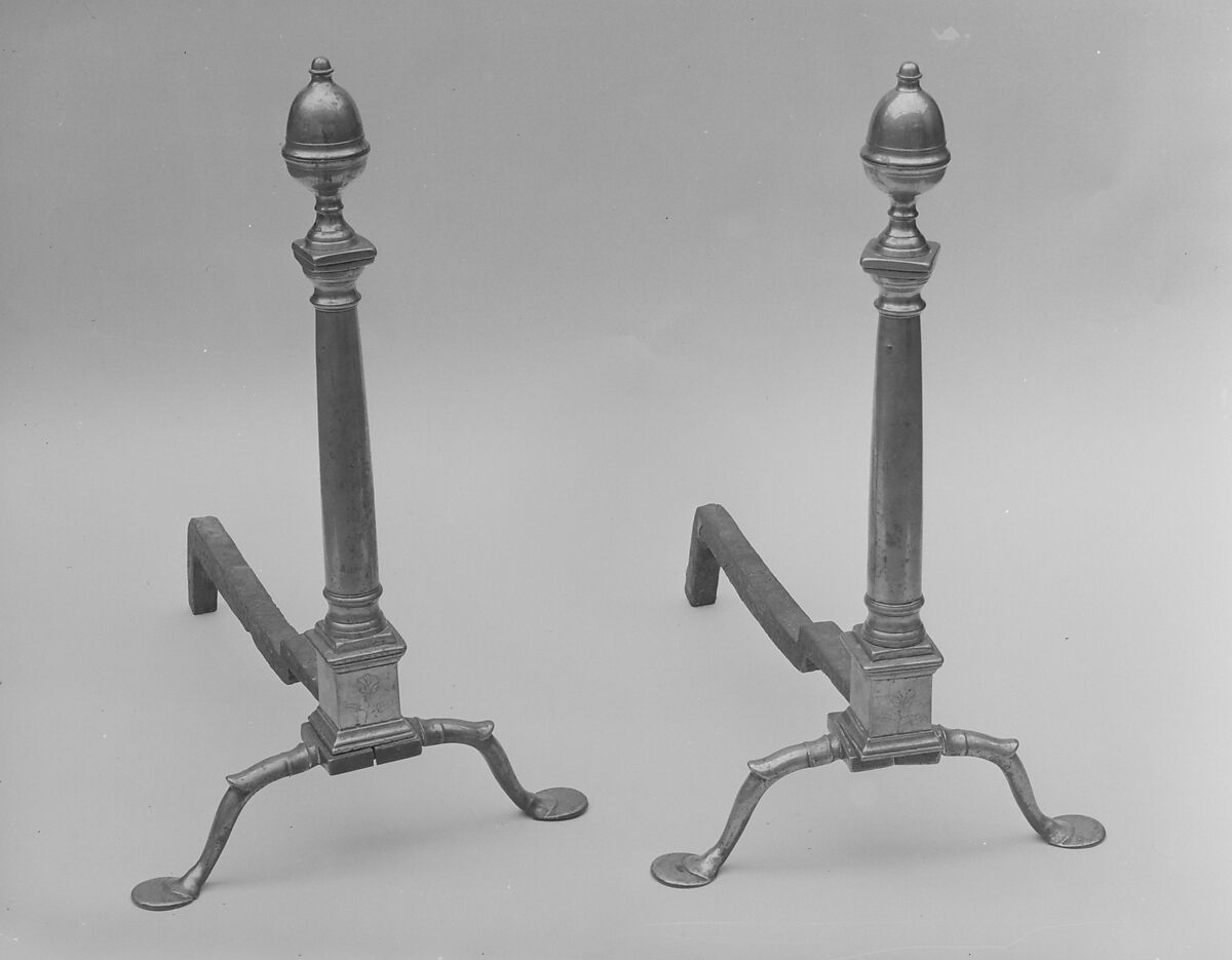 Andiron, Paul Revere Jr. (American, Boston, Massachusetts 1734–1818 Boston, Massachusetts), Brass, American 