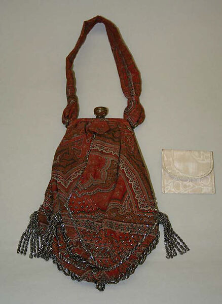 Purse, wool, metal, probably French 