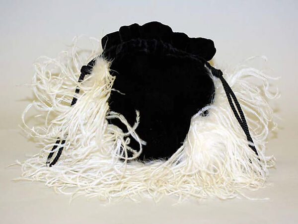 Evening bag, rayon, feathers, American or European 