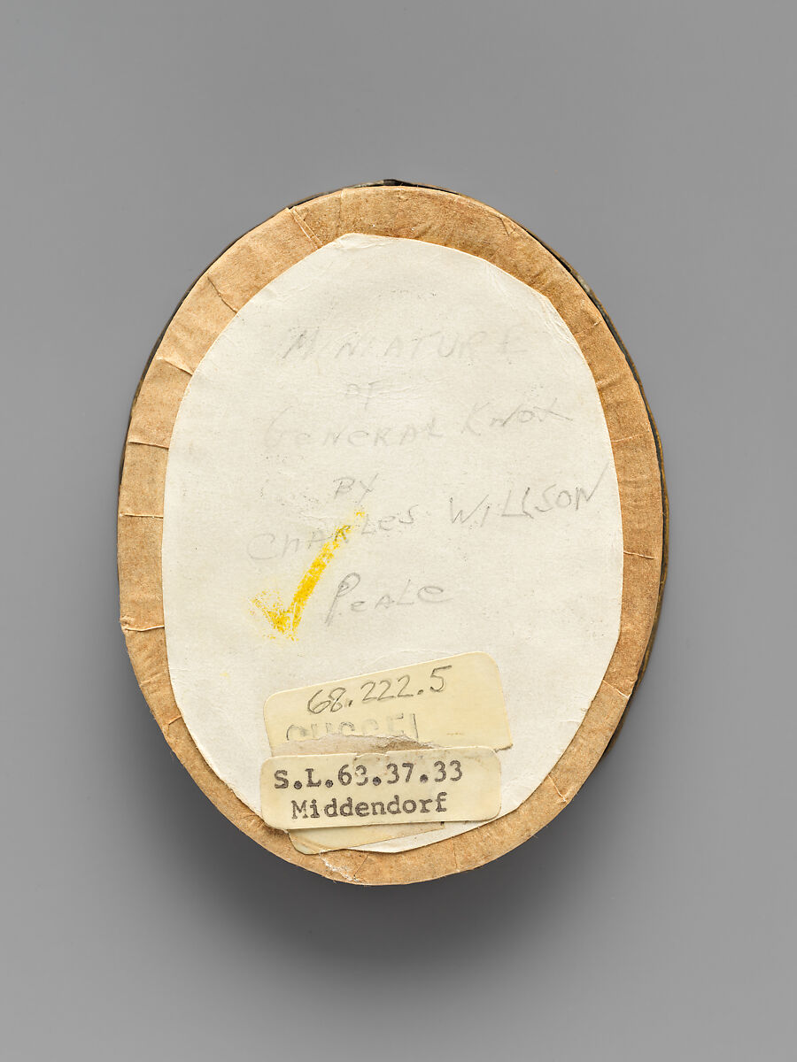 General Henry Knox, Charles Willson Peale (American, Chester, Maryland 1741–1827 Philadelphia, Pennsylvania), Watercolor on ivory, American