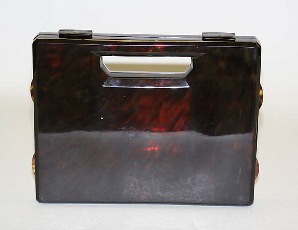 Purse, tortoiseshell, plastic (cellulose acetate, polystyrene), glass, probably American