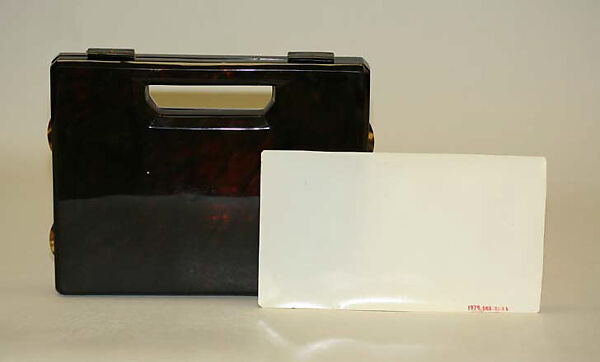 Purse, tortoiseshell, plastic (cellulose acetate, polystyrene), glass, probably American 