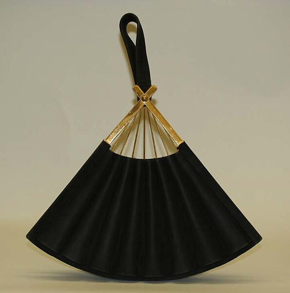 Purse, leather, brass, American