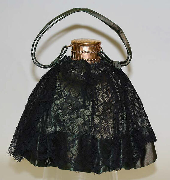 Evening bag, silk, cotton, metal, American or European 