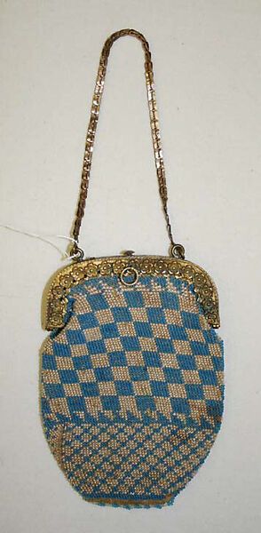Bag, glass, silk, metal, French 