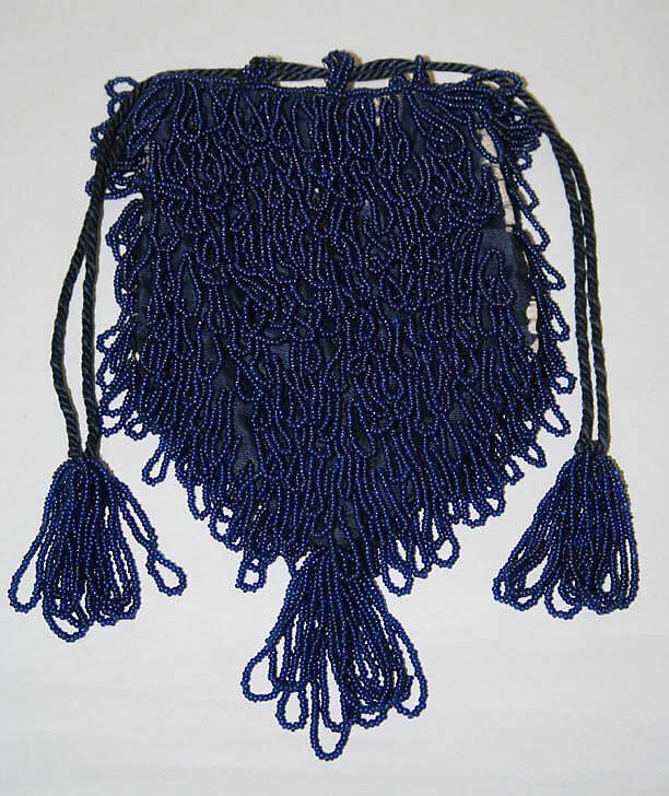 Drawstring bag, silk, glass, American or European 