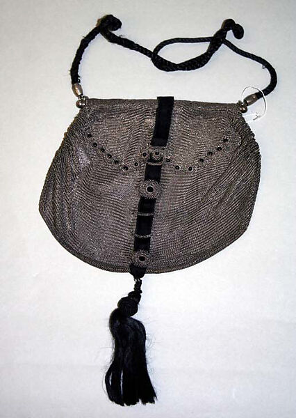 Purse, gun metal, glass (silicon dioxide), probably German 