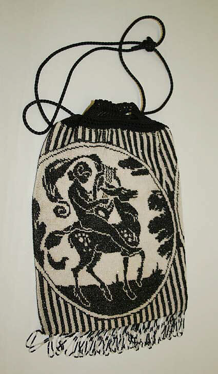 Drawstring bag, silk, glass, European, Eastern