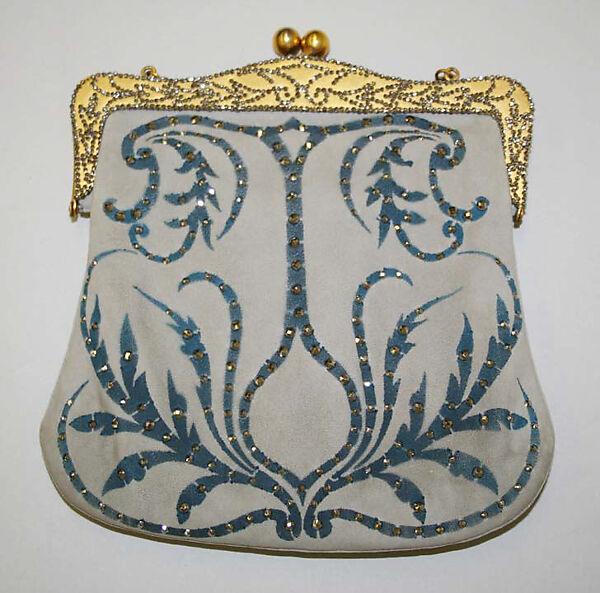 Purse, silk, metal, probably French 