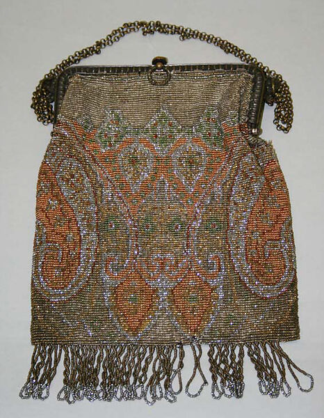 Purse, glass, metal, French 