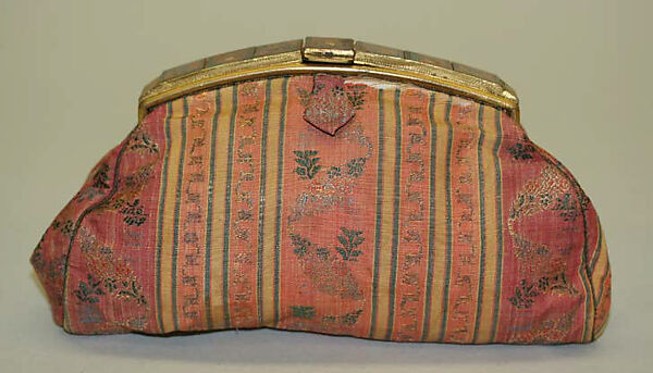 Clutch, silk, metal, French