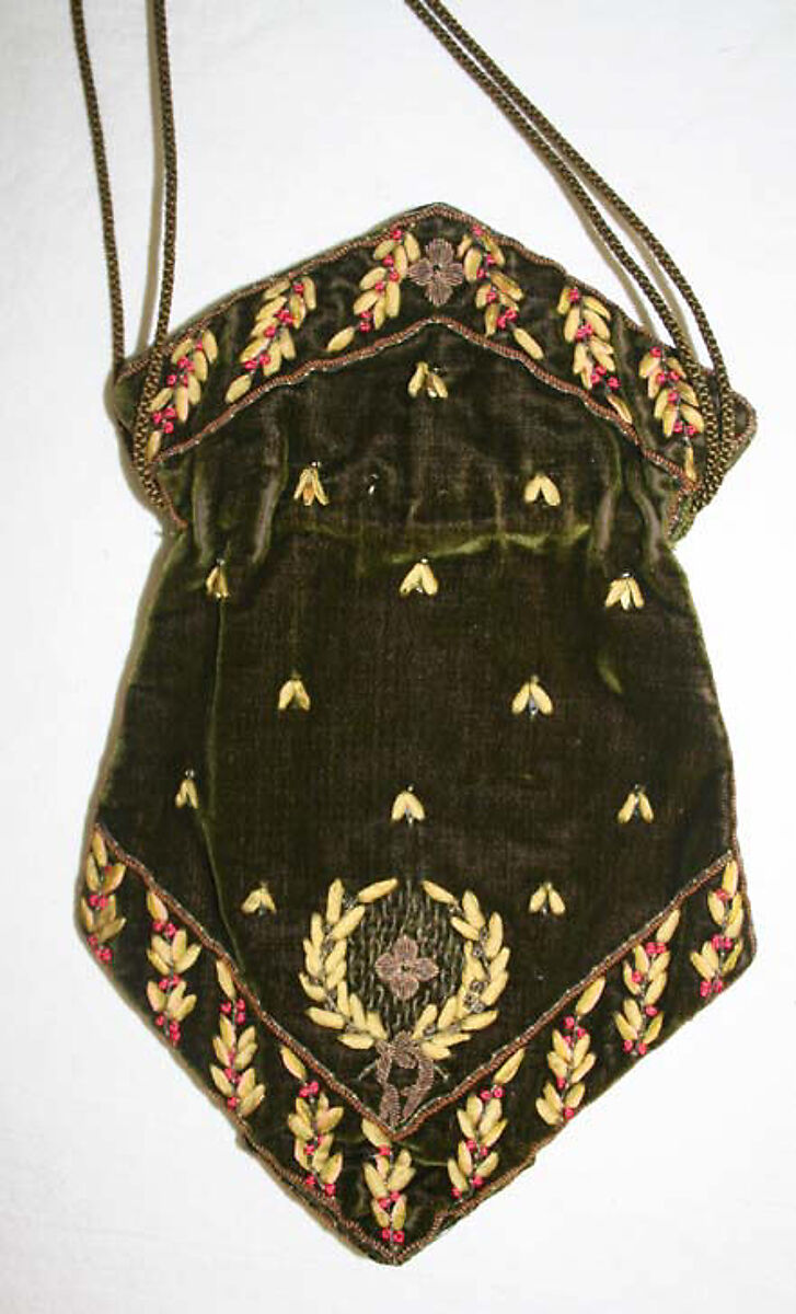 Reticule, silk, metal, glass, French