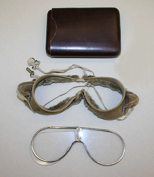 Goggles, glass, leather, cotton, American 