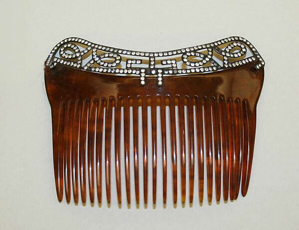 Comb, plastic (cellulose nitrate), rhinestones, European 