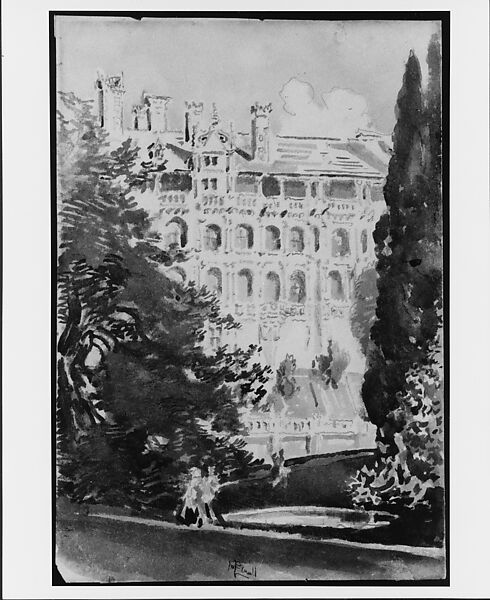 Chateau de Blois, Joseph Pennell (American, Philadelphia, Pennsylvania 1857–1926 New York), Watercolor and graphite on off-white wove paper, American