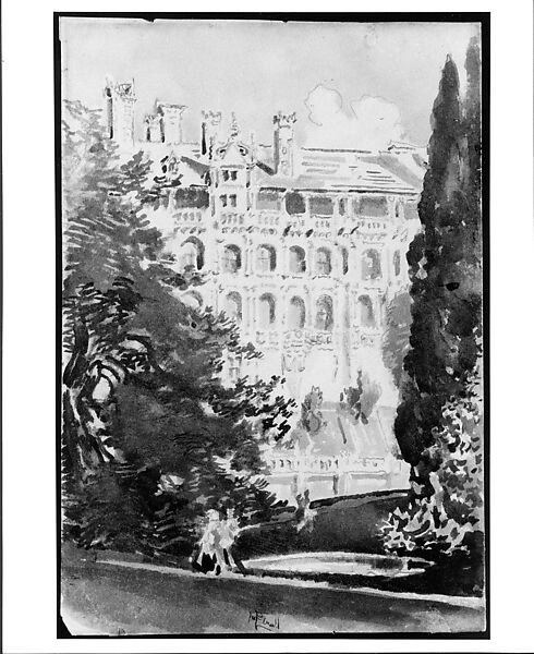 Chateau de Blois, Joseph Pennell (American, Philadelphia, Pennsylvania 1857–1926 New York), Watercolor and graphite on off-white wove paper, American