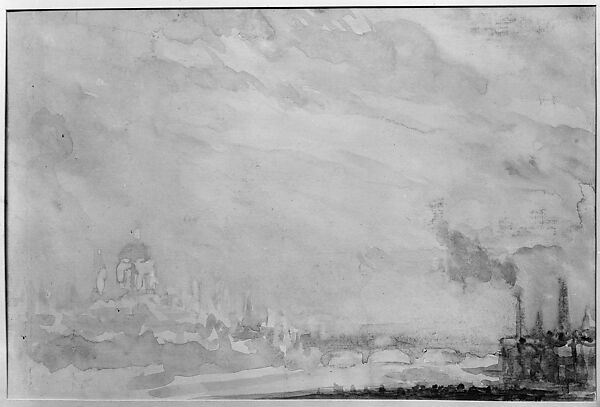 St. Paul's, London, Joseph Pennell (American, Philadelphia, Pennsylvania 1857–1926 New York), Watercolor and gouache on off-white wove paper, American