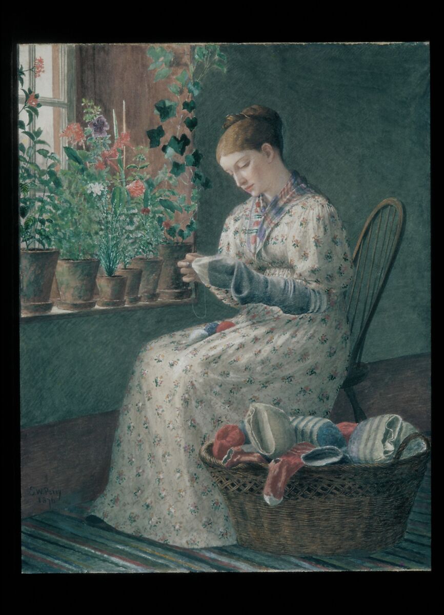 A Month's Darning, Enoch Wood Perry (1831–1915), Watercolor, gouache, and gum arabic on off-white wove paper, American