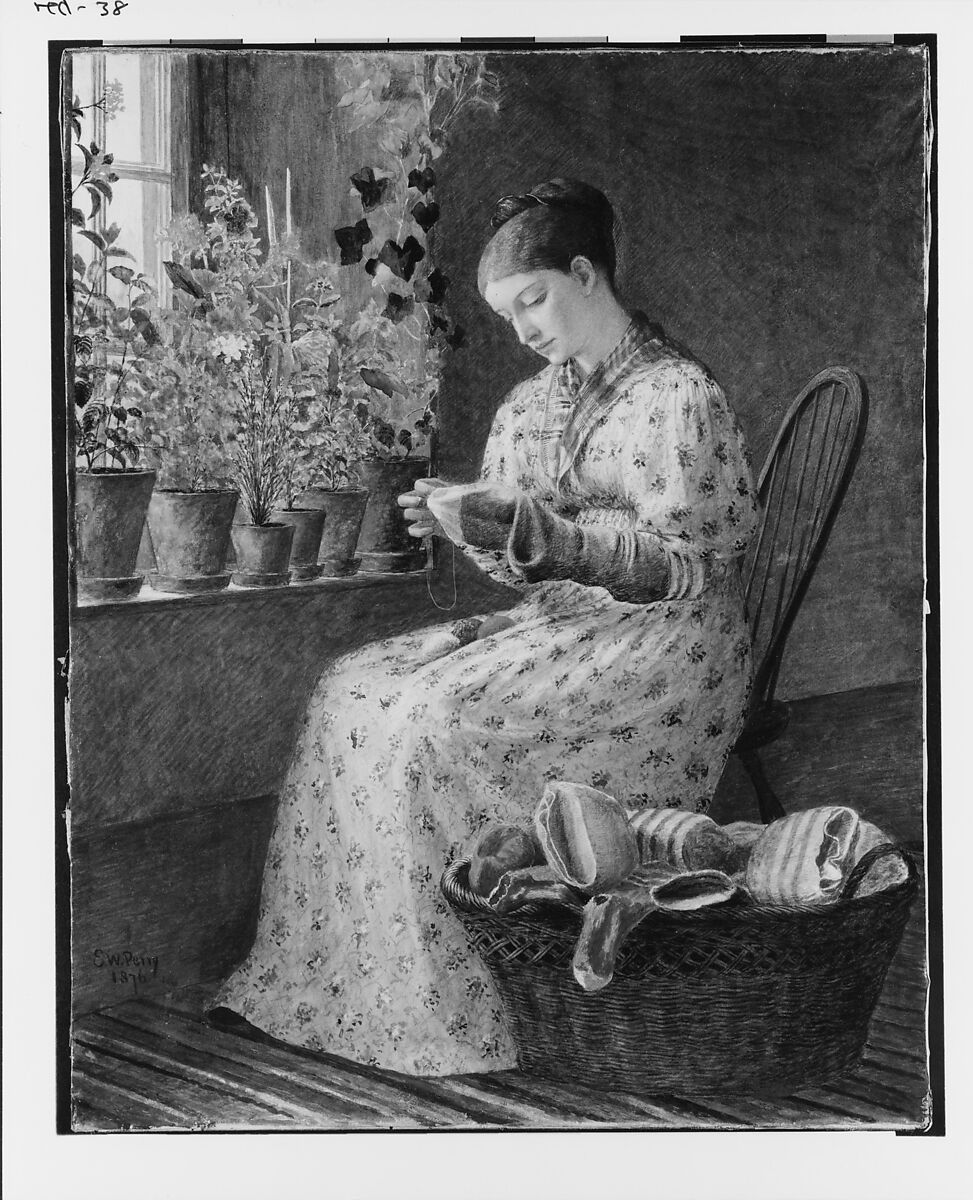 A Month's Darning, Enoch Wood Perry (1831–1915), Watercolor, gouache, and gum arabic on off-white wove paper, American