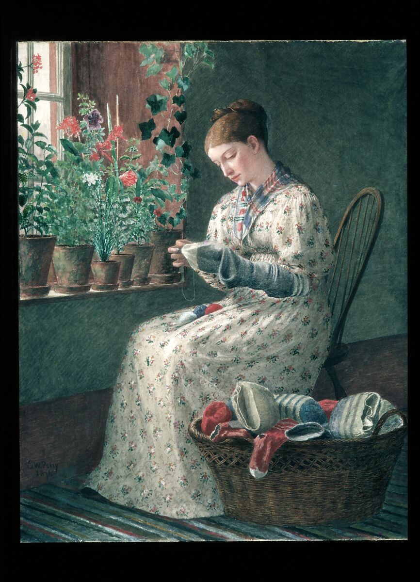 A Month's Darning, Enoch Wood Perry (1831–1915), Watercolor, gouache, and gum arabic on off-white wove paper, American