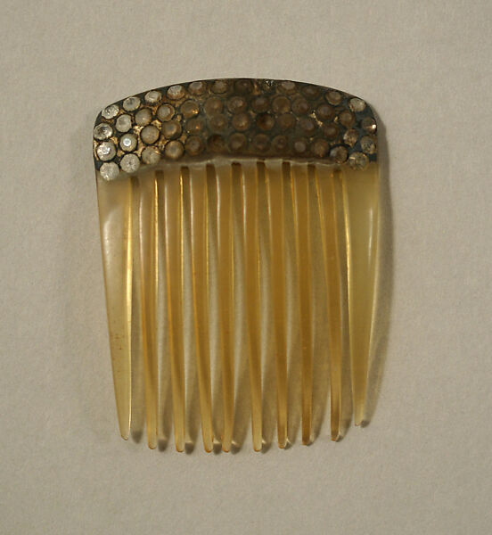 Comb, plastic (cellulose nitrate), rhinestones, American 