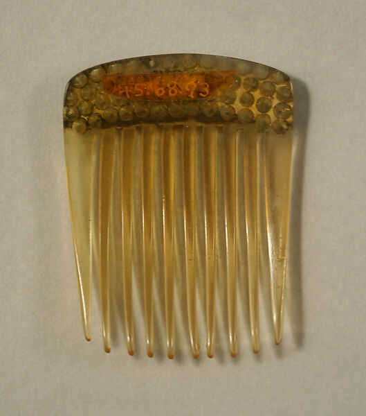 Comb, plastic (cellulose nitrate), rhinestones, American