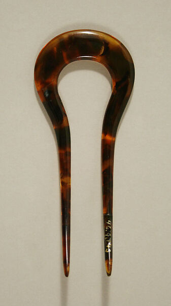 Hairpin, plastic (cellulose nitrate), probably American