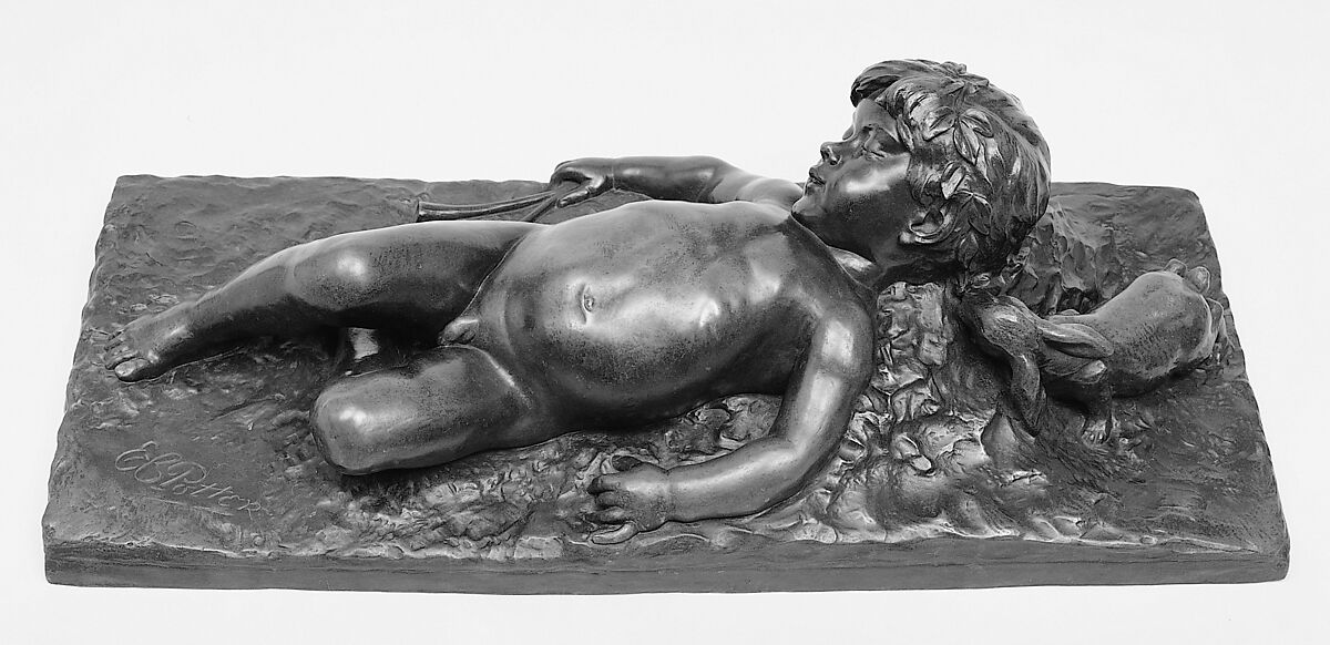 Sleeping Faun, Edward Clark Potter (1857–1923), Bronze, American