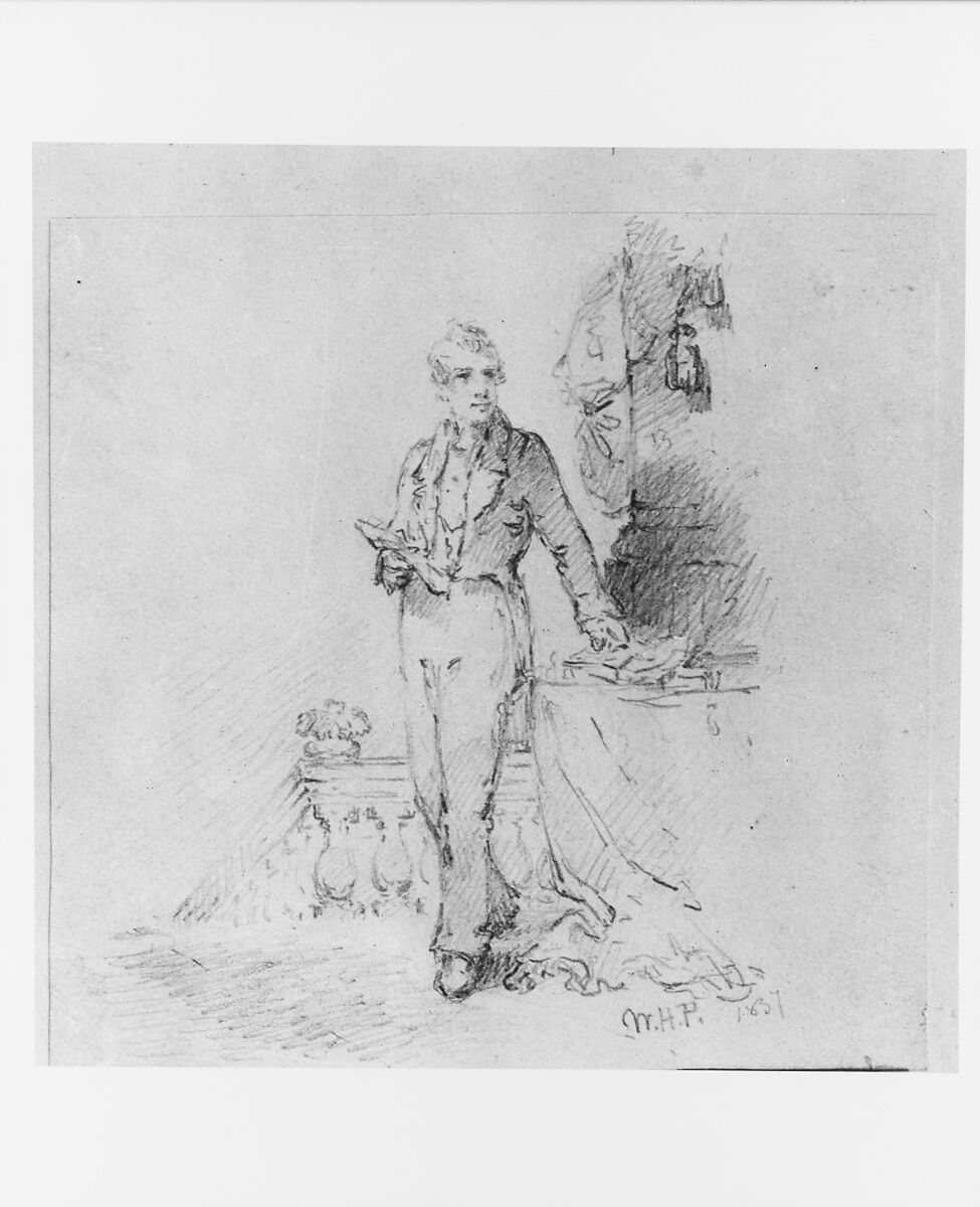 Self-Portrait at Fifteen (from McGuire Scrapbook), William Henry Powell (1823–1879), Graphite on off-white wove paper, American