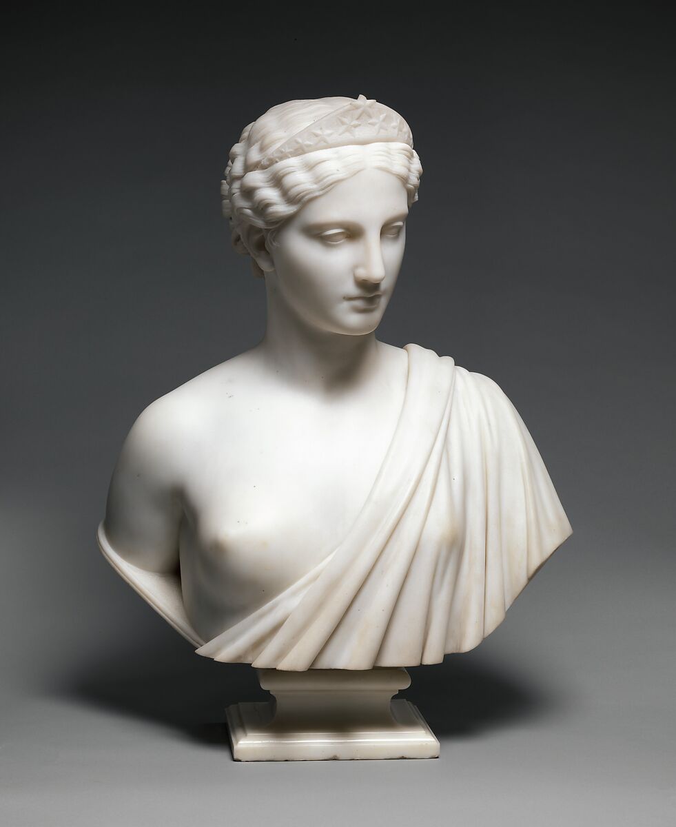 America, Hiram Powers (American, Woodstock, Vermont 1805–1873 Florence), Marble, American 