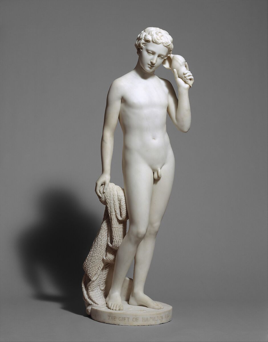 Fisher Boy, Hiram Powers (American, Woodstock, Vermont 1805–1873 Florence), Marble, American 