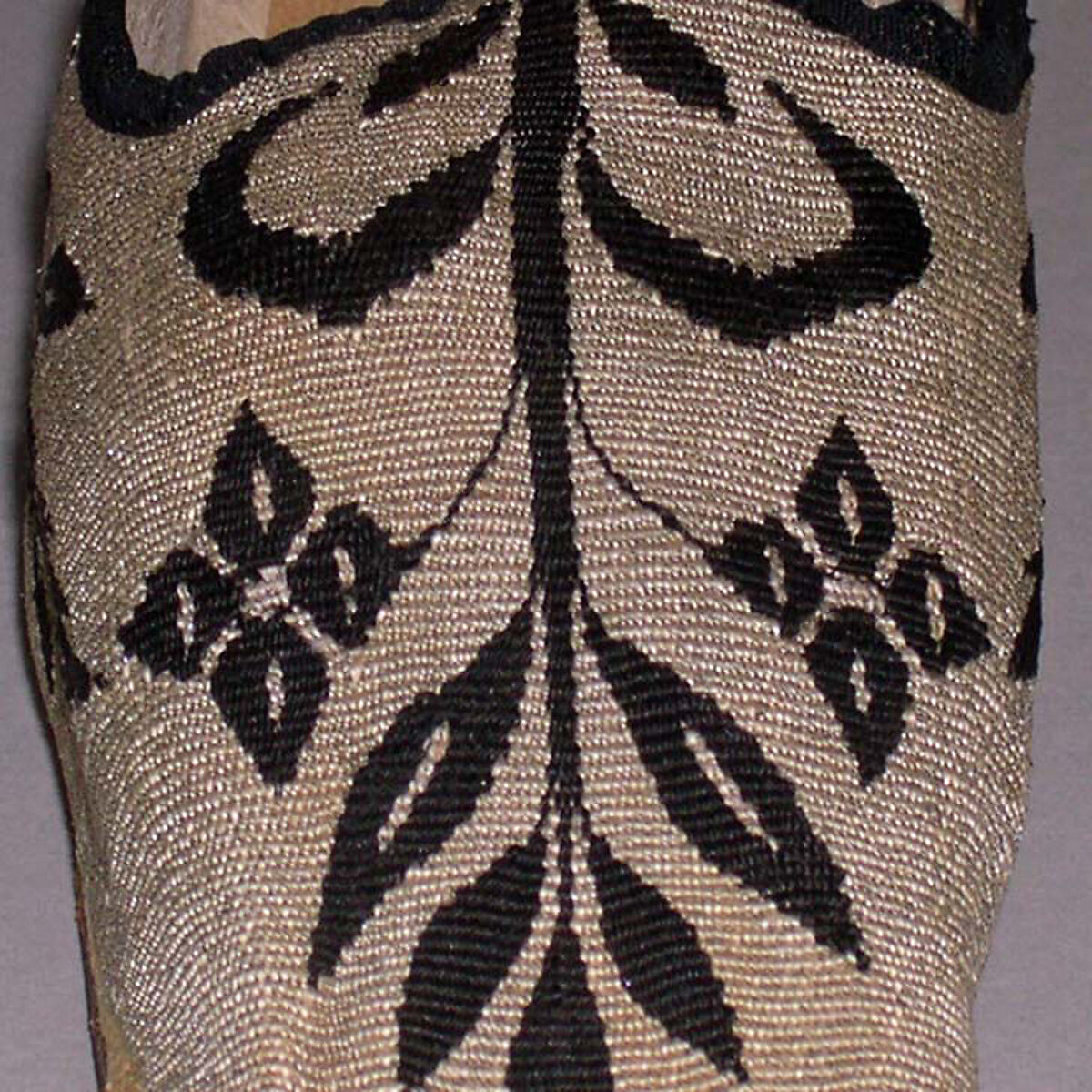 Shoes, a,b) silk, wool, leather, linen, American