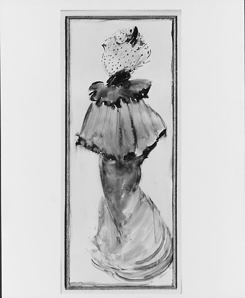 Lady in Black, Maurice Brazil Prendergast  (American, St. John’s, Newfoundland 1858–1924 New York), Watercolor and graphite on off-white wove paper, American