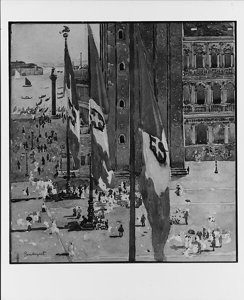 Piazza di San Marco, Maurice Brazil Prendergast  (American, St. John’s, Newfoundland 1858–1924 New York), Watercolor and graphite on off-white wove paper, American