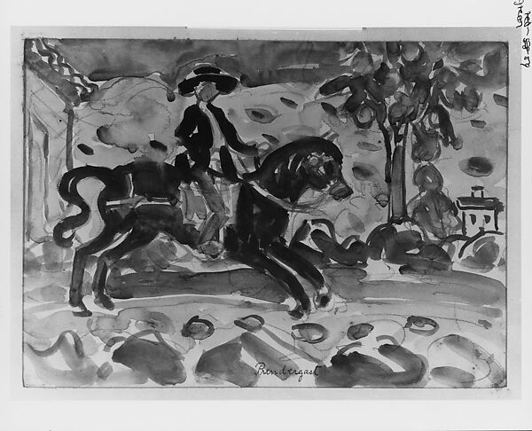 The Rider, Maurice Brazil Prendergast  (American, St. John’s, Newfoundland 1858–1924 New York), Watercolor and graphite on off-white wove paper, American