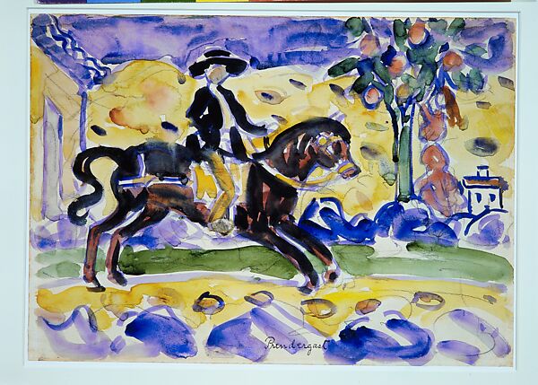 The Rider, Maurice Brazil Prendergast  (American, St. John’s, Newfoundland 1858–1924 New York), Watercolor and graphite on off-white wove paper, American