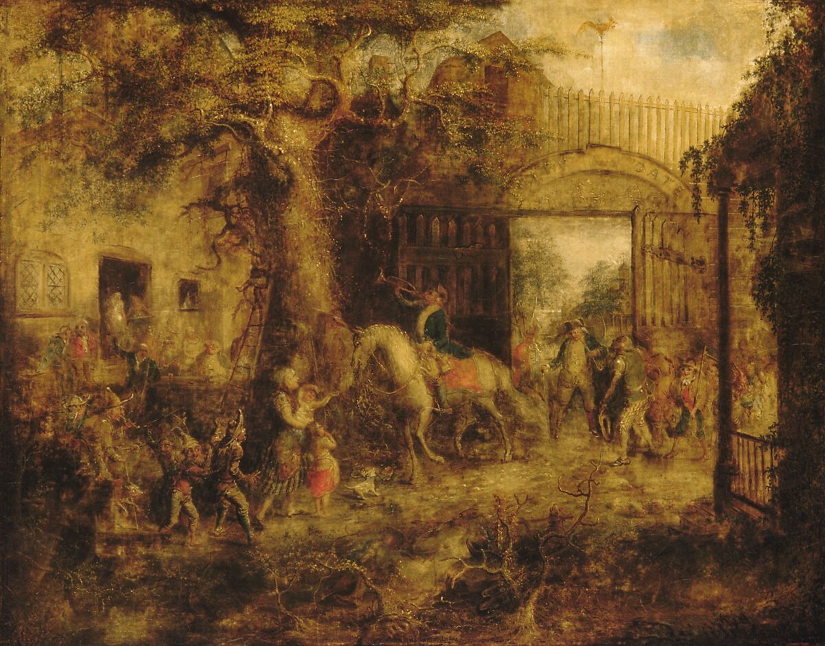 The Vigilant Stuyvesant's Wall Street Gate, John Quidor (1801–1881), Oil on canvas, American 