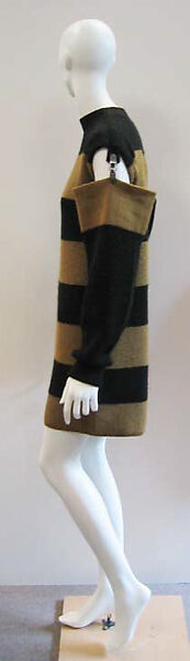 Dress, Issey Miyake (Japanese, 1938–2022), a-c) wool/silk blend; d,e) metal, Japanese