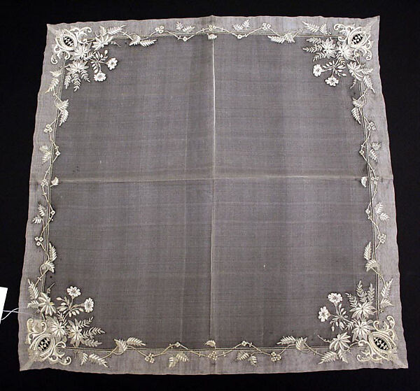 Handkerchief, silk, linen, French 