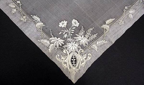 Handkerchief, silk, linen, French