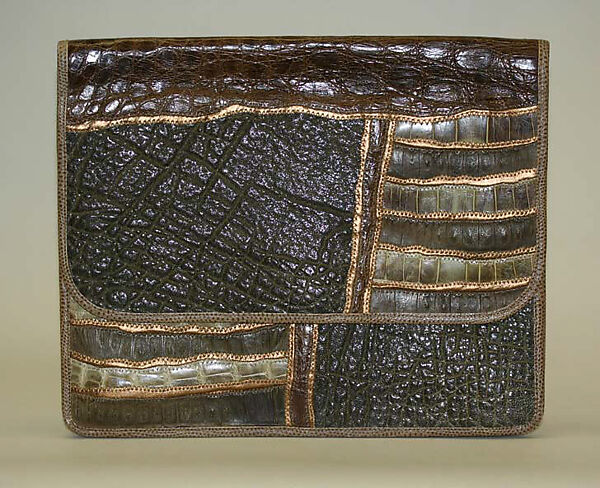 Briefcase, Carlos Falchi (American, born Brazil), leather, skins, American 