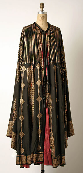 Evening coat, Fortuny (Italian, founded 1906), silk, glass, Italian