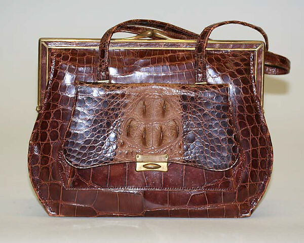 Purse, leather, metal, American or European 