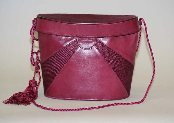 Shoulder bag, Barbara R. Bolan, leather, straw, silk, American 