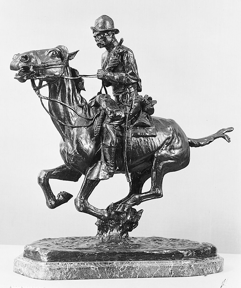 Trooper of the Plains, Frederic Remington (American, Canton, New York 1861–1909 Ridgefield, Connecticut), Bronze, American 