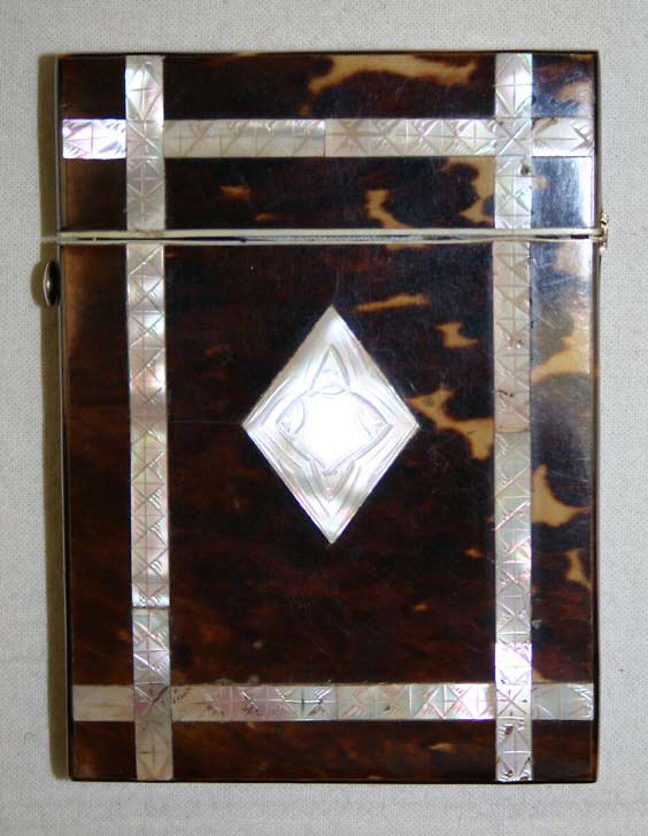 Card case, tortoiseshell, mother-of-pearl, American or European 
